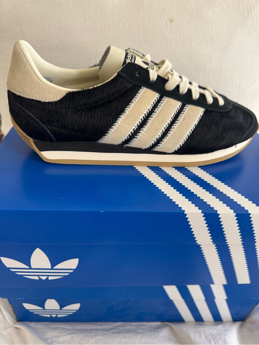 adidas Black & Cream Ponyhair Retro Trainer